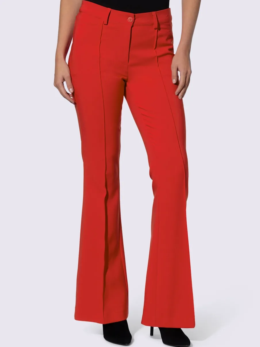 Pantalon extensible à coupe bootcut avec nervures affinantes