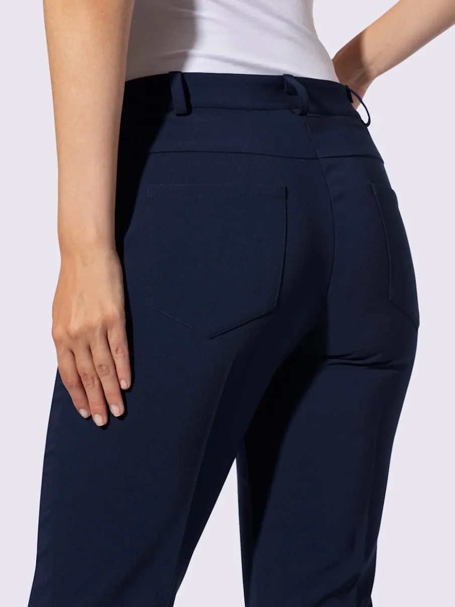 Pantalon extensible à coupe bootcut avec nervures affinantes