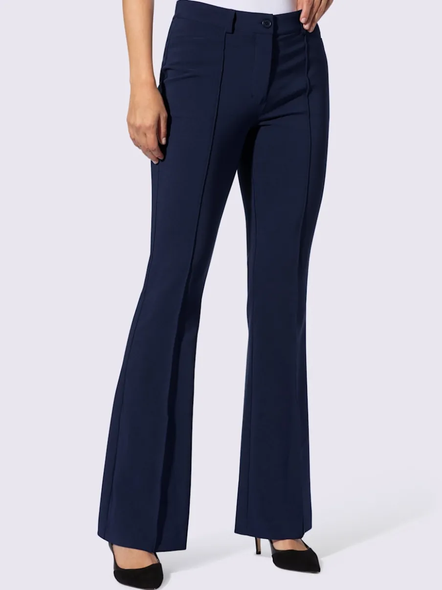 Pantalon extensible à coupe bootcut avec nervures affinantes