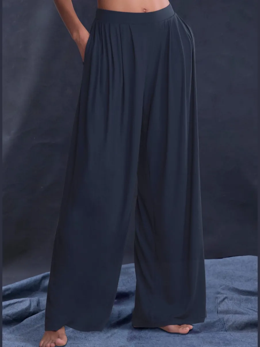 Pantalon extra-large doux avec pinces et poches latérales