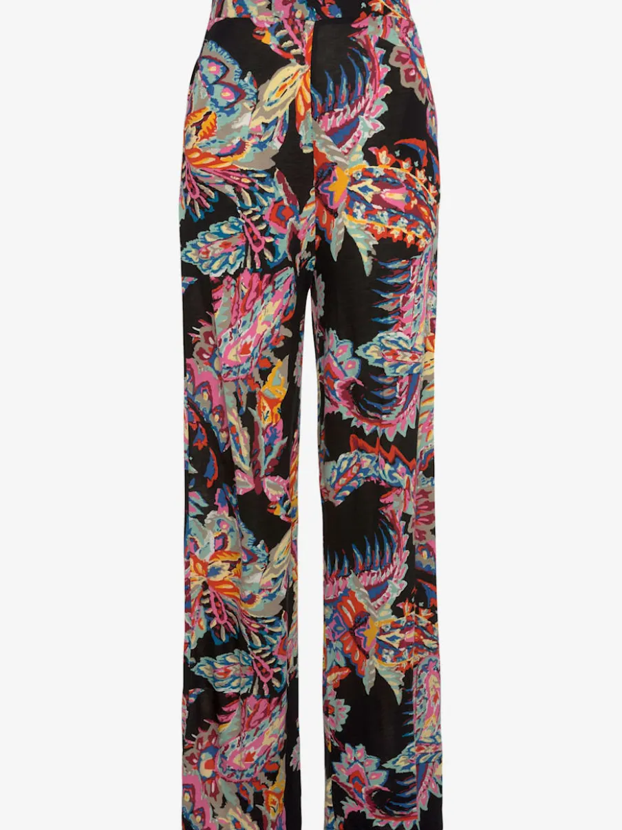 Pantalon fluide avec ceinture élastiquée et imprimé coloré