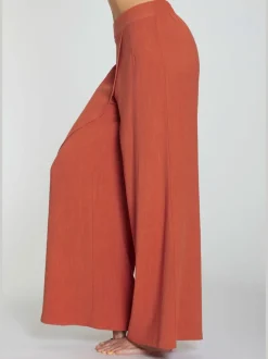 Pantalon fluide en mélange de lin et viscose avec large ceinture élastique