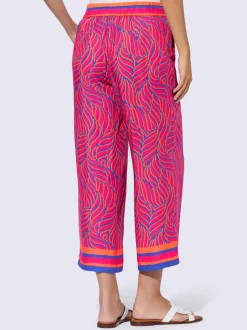 Pantalon fluide à motif avec ceinture élastique et poches