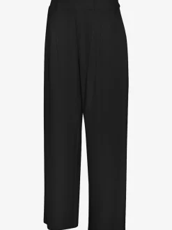 Pantalon fluide à taille haute avec poches latérales et jambes larges