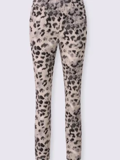 Pantalon imprimé animal avec ceinture élastique et poches