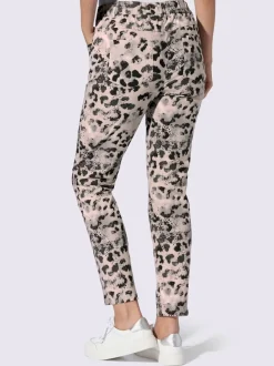 Pantalon imprimé animal avec ceinture élastique et poches