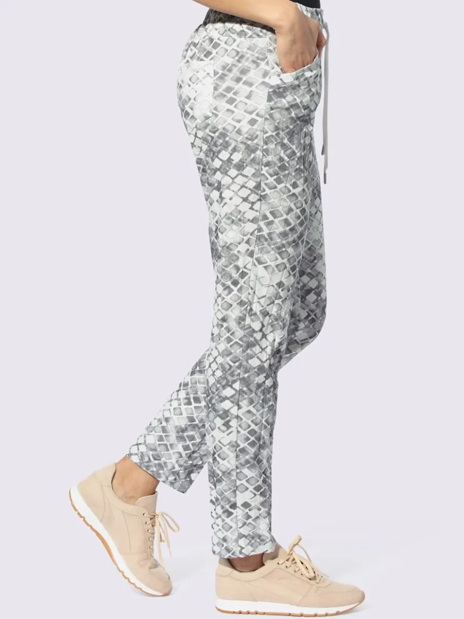 Pantalon imprimé avec ceinture élastique et poches