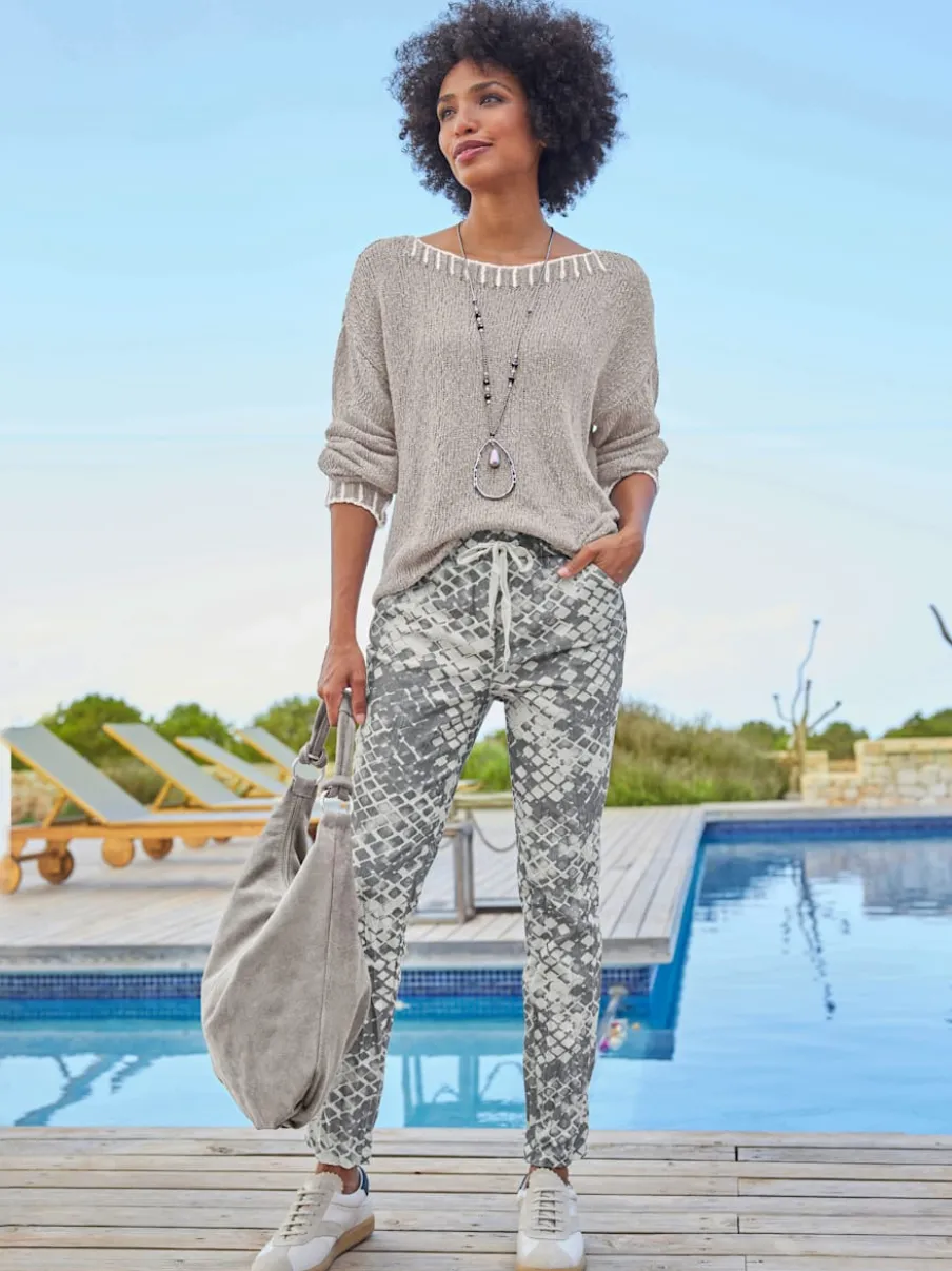 Pantalon imprimé avec ceinture élastique et poches