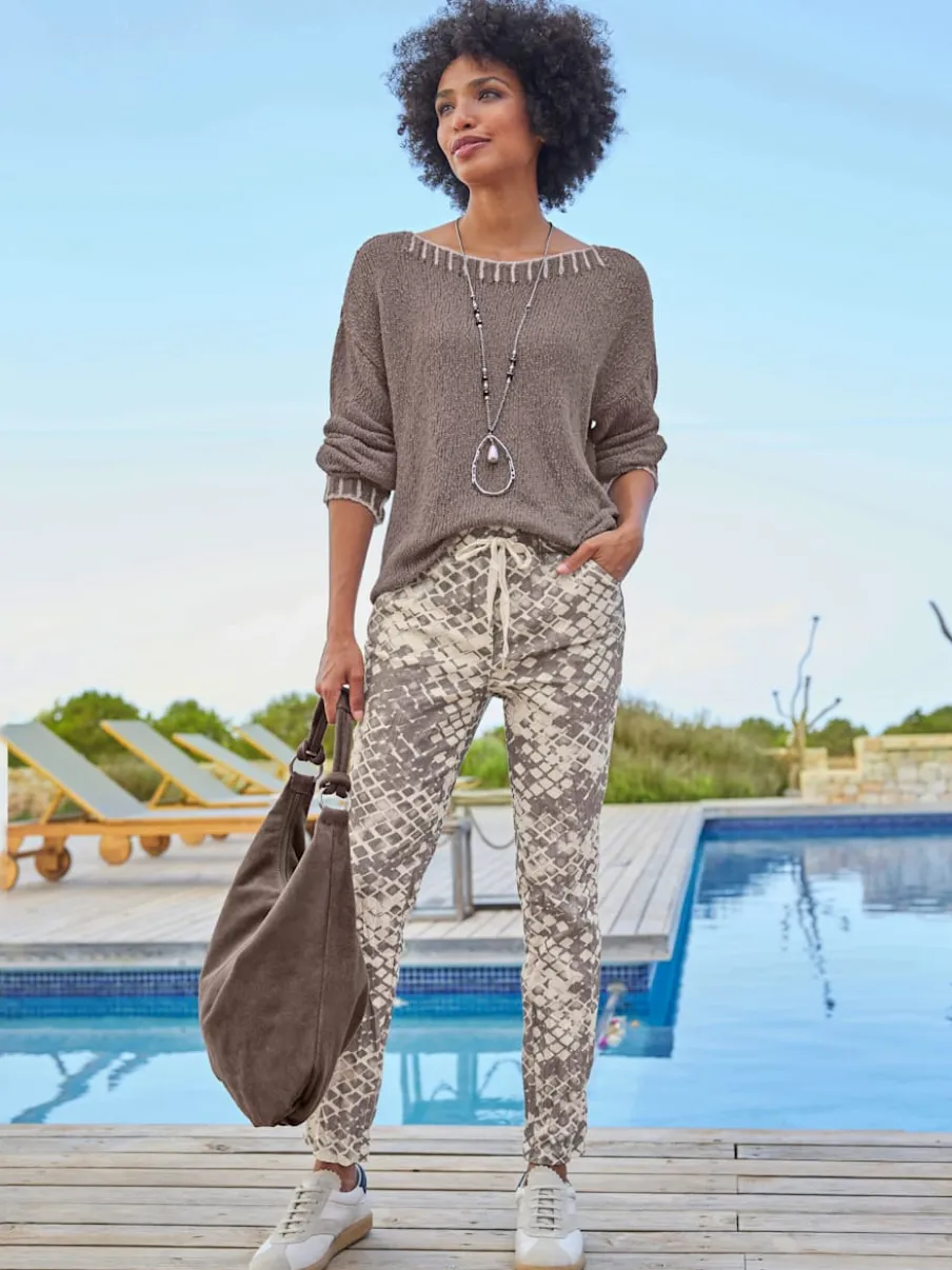 Pantalon imprimé avec ceinture élastique et poches