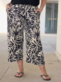 Pantalon imprimé ceinture smockée