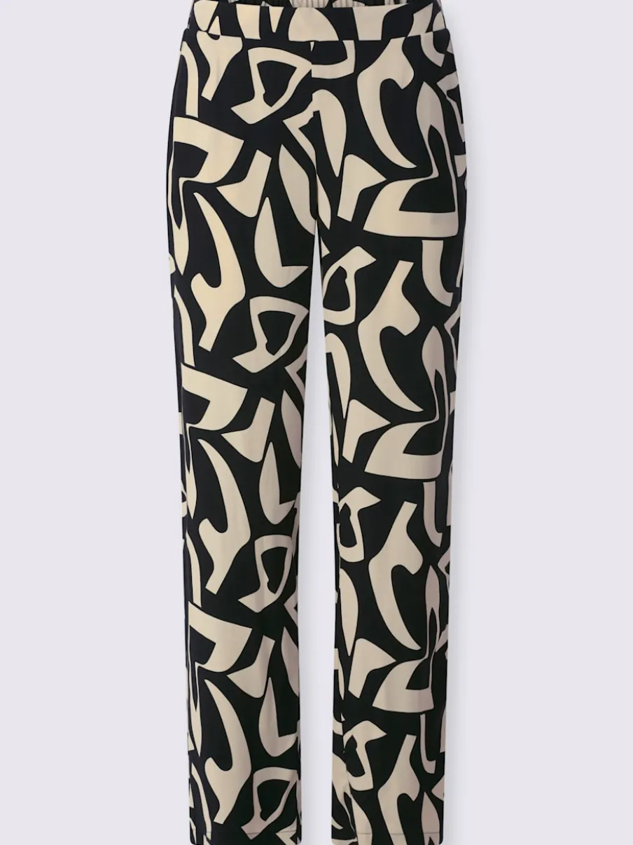 Pantalon imprimé à jambes larges avec poches et ceinture élastique
