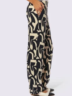 Pantalon imprimé à jambes larges avec poches et ceinture élastique