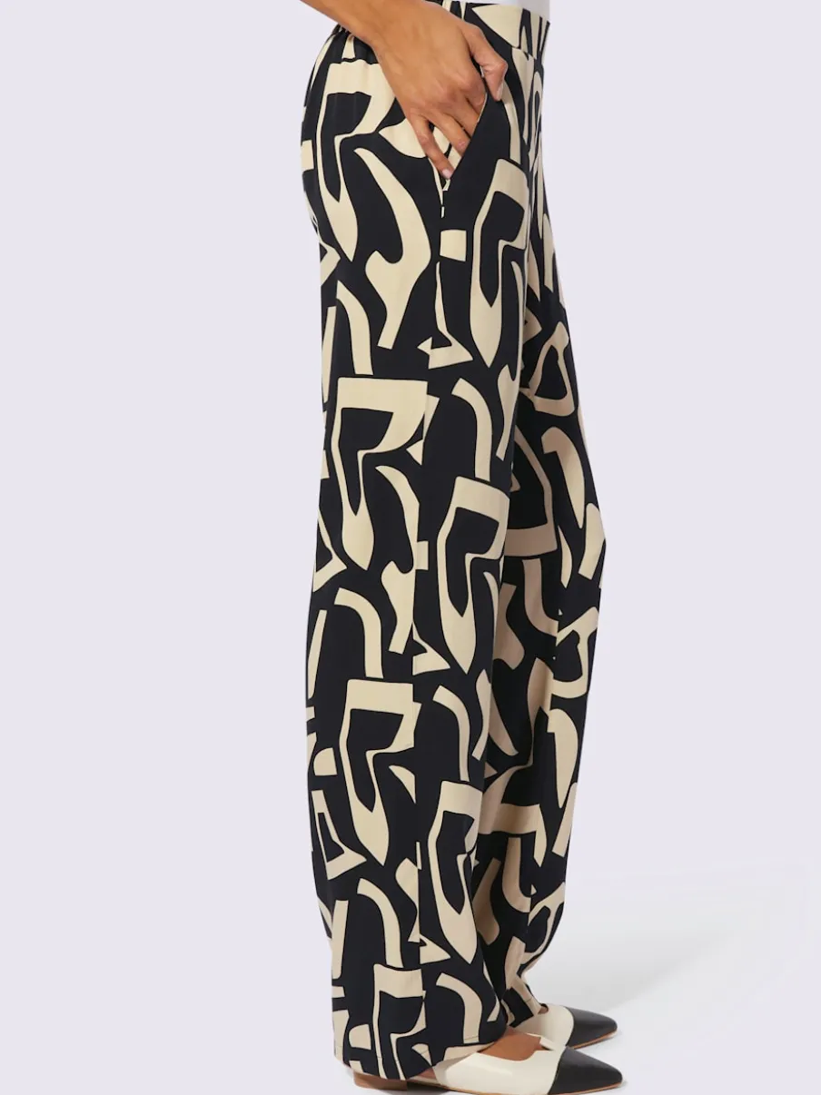 Pantalon imprimé à jambes larges avec poches et ceinture élastique