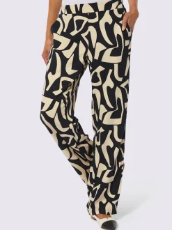 Pantalon imprimé à jambes larges avec poches et ceinture élastique