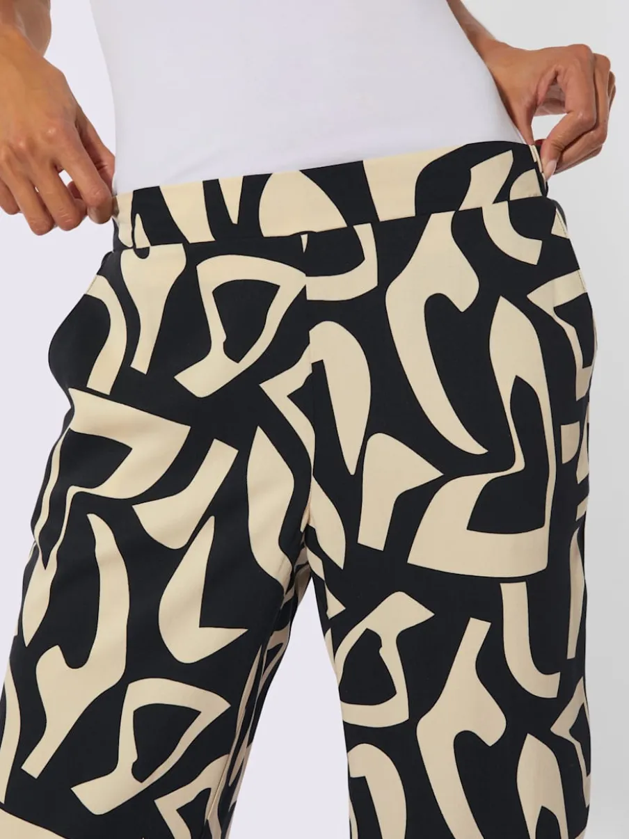 Pantalon imprimé à jambes larges avec poches et ceinture élastique