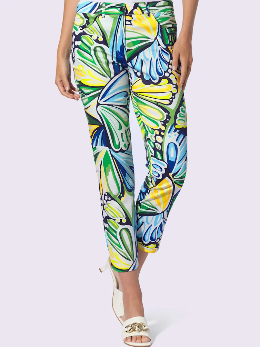 Pantalon imprimé motifs fleuris avec poches et fentes latérales