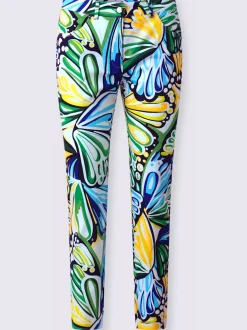 Pantalon imprimé motifs fleuris avec poches et fentes latérales