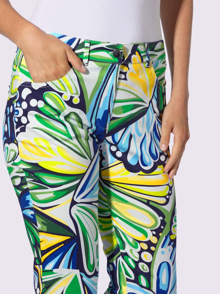 Pantalon imprimé motifs fleuris avec poches et fentes latérales