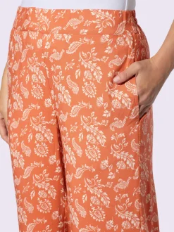 Pantalon à imprimé paisley avec ceinture élastique et jambes larges