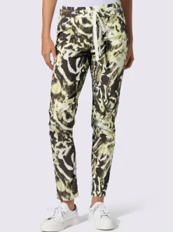 Pantalon imprimé à taille élastique et poches avec lien à nouer