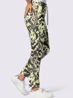Pantalon imprimé à taille élastique et poches avec lien à nouer