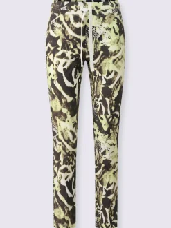 Pantalon imprimé à taille élastique et poches avec lien à nouer