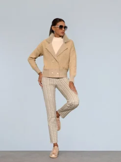 Pantalon jacquard structuré avec large ceinture élastique et poches