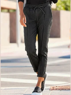 Pantalon jogpant avec ceinture élastique et rayures verticales