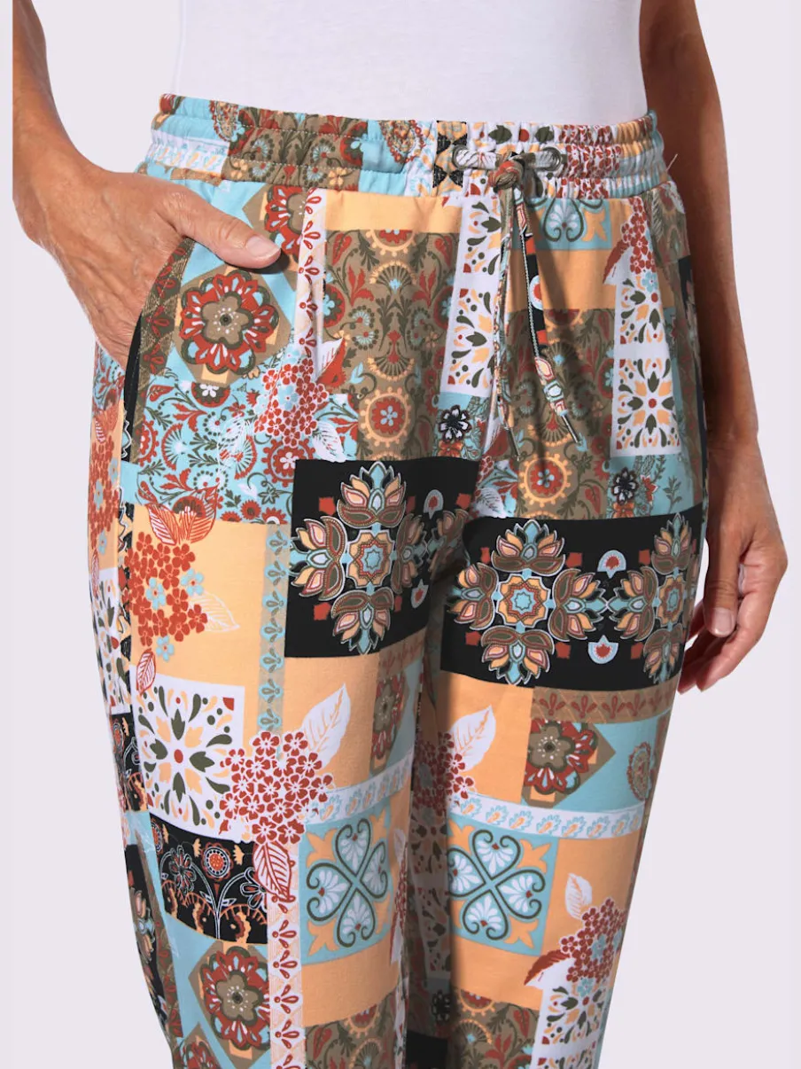 Pantalon jogpant en coton à motifs fleuris avec ceinture élastique
