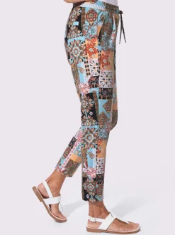 Pantalon jogpant en coton à motifs fleuris avec ceinture élastique