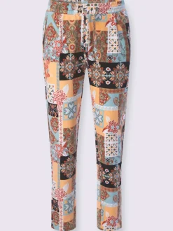 Pantalon jogpant en coton à motifs fleuris avec ceinture élastique