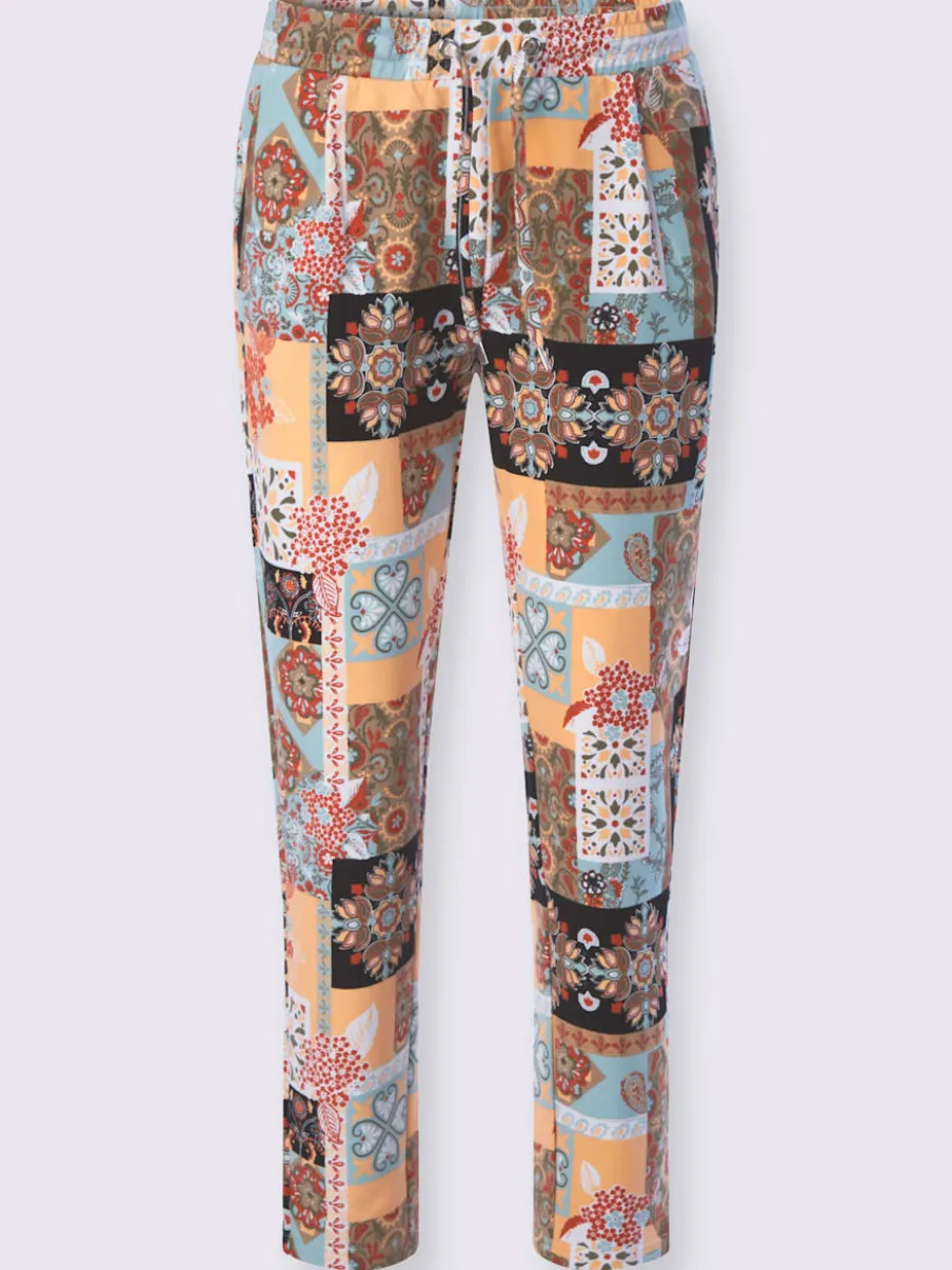 Pantalon jogpant en coton à motifs fleuris avec ceinture élastique