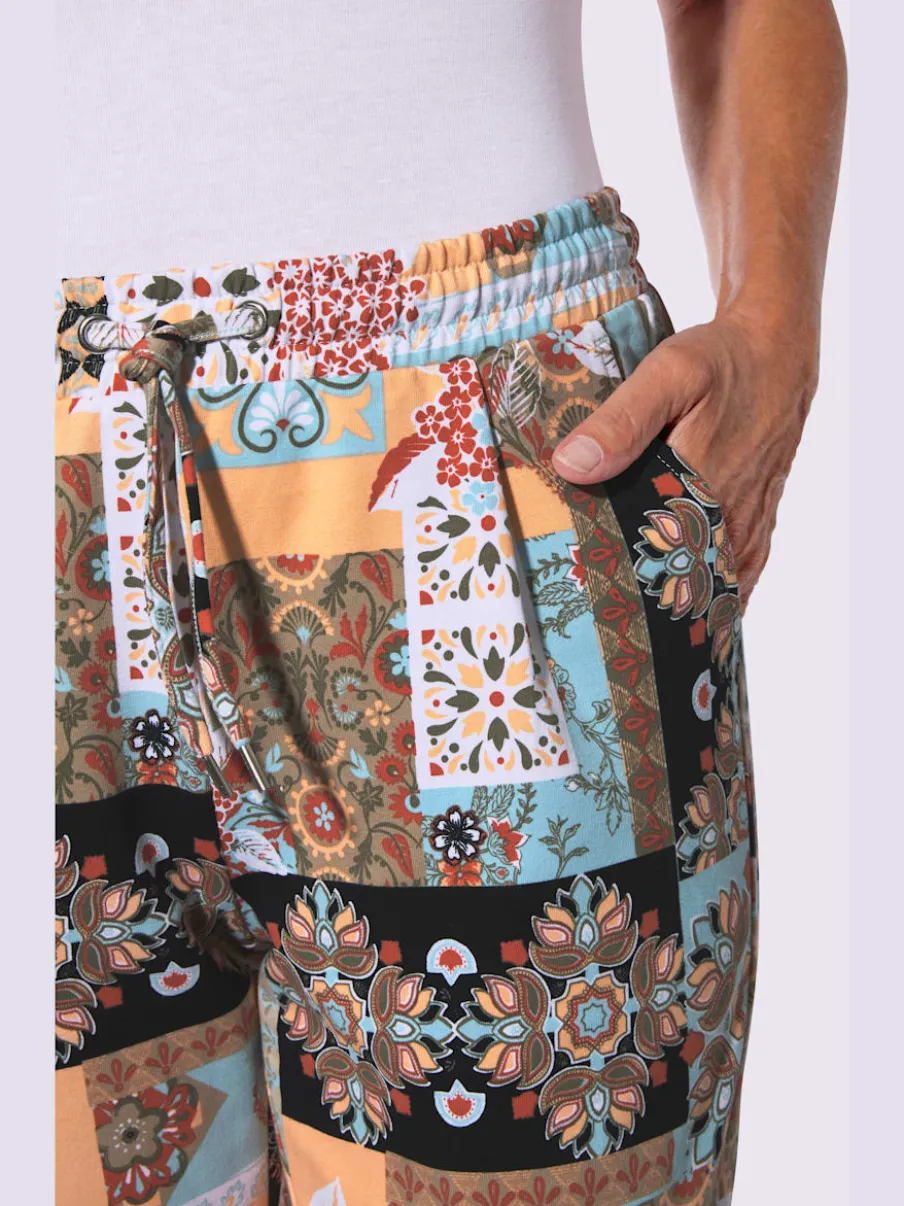 Pantalon jogpant en coton à motifs fleuris avec ceinture élastique