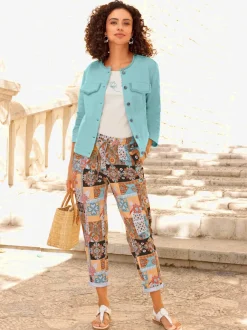Pantalon jogpant en coton à motifs fleuris avec ceinture élastique