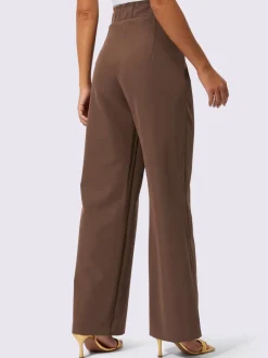 Pantalon large avec ceinture élastique et boucle décorative