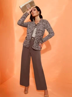 Pantalon large avec ceinture élastique et boucle décorative