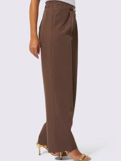 Pantalon large avec ceinture élastique et boucle décorative
