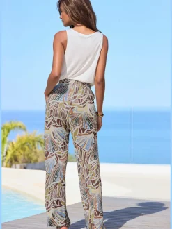 Pantalon large avec ceinture élastique et poches latérales
