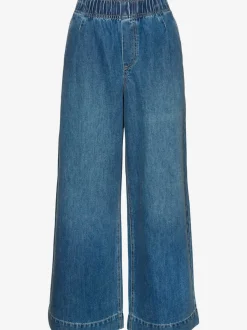Pantalon large avec ceinture élastique et pinces visibles