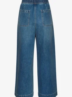 Pantalon large avec ceinture élastique et pinces visibles