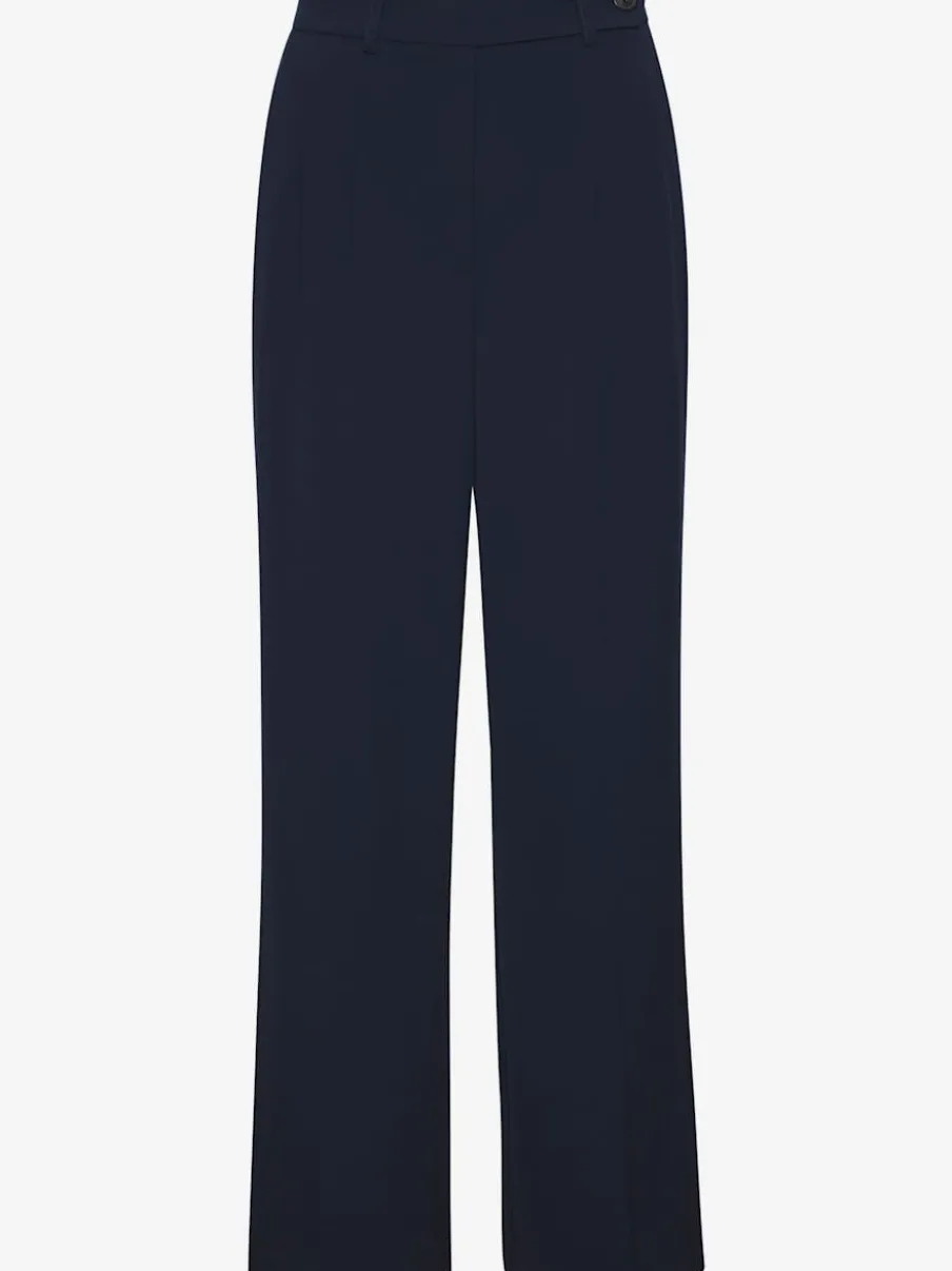 Pantalon large avec pinces à poches fendues et décoratives