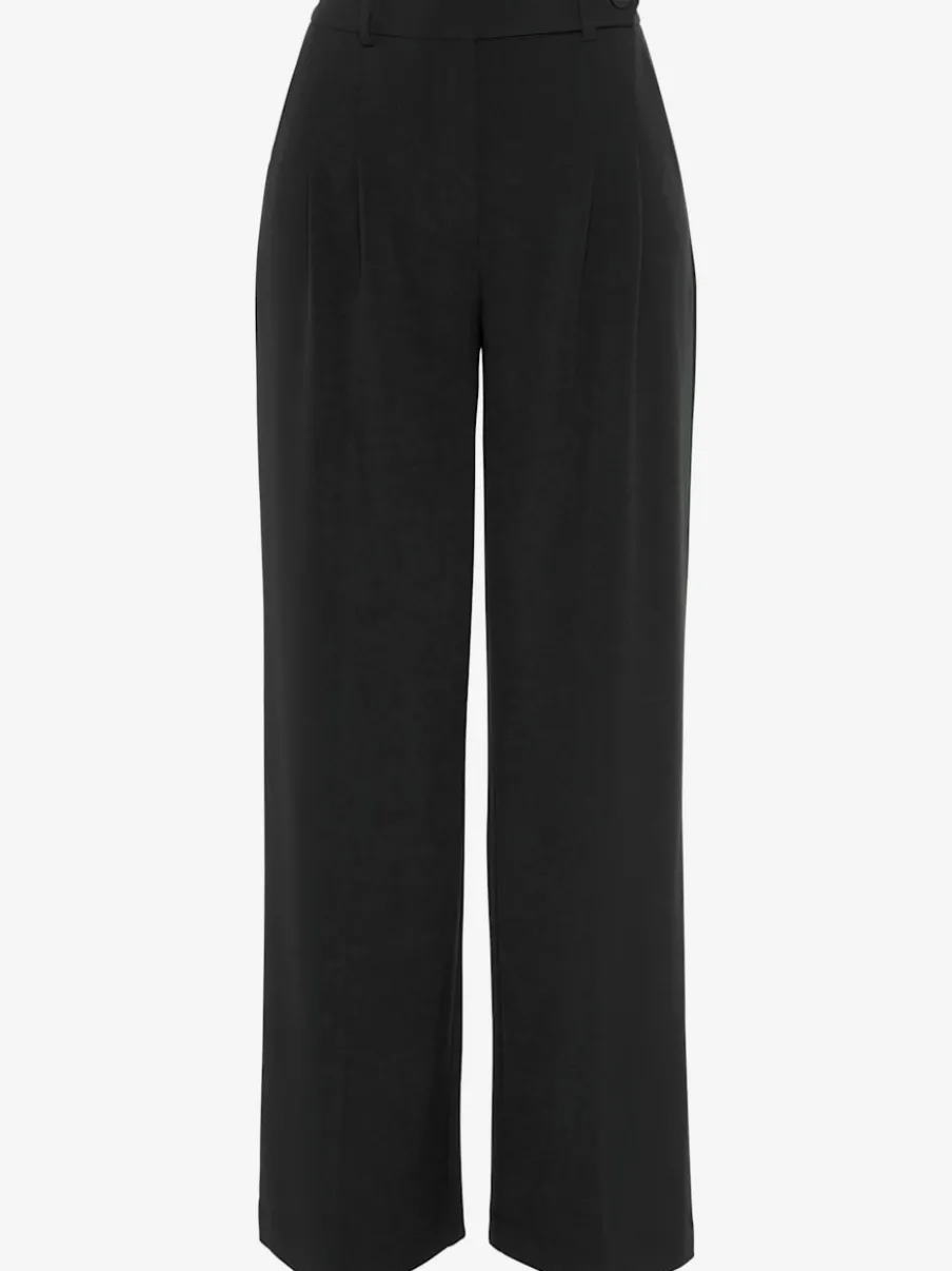Pantalon large avec pinces à poches fendues et décoratives