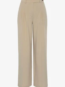 Pantalon large avec pinces à poches fendues et décoratives