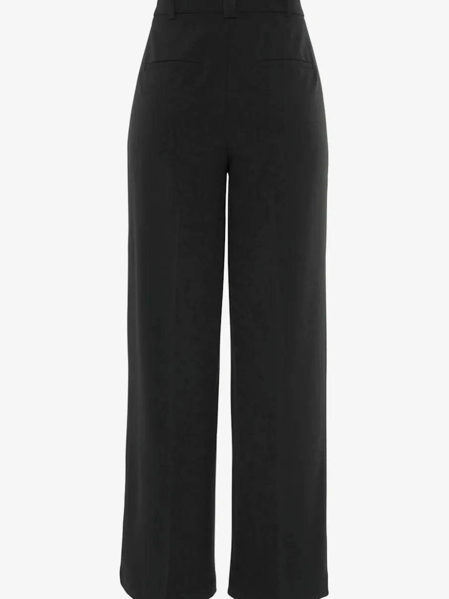 Pantalon large avec pinces à poches fendues et décoratives