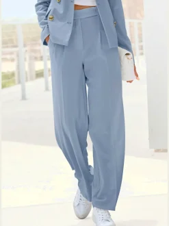 Pantalon large avec pinces à poches fendues et décoratives
