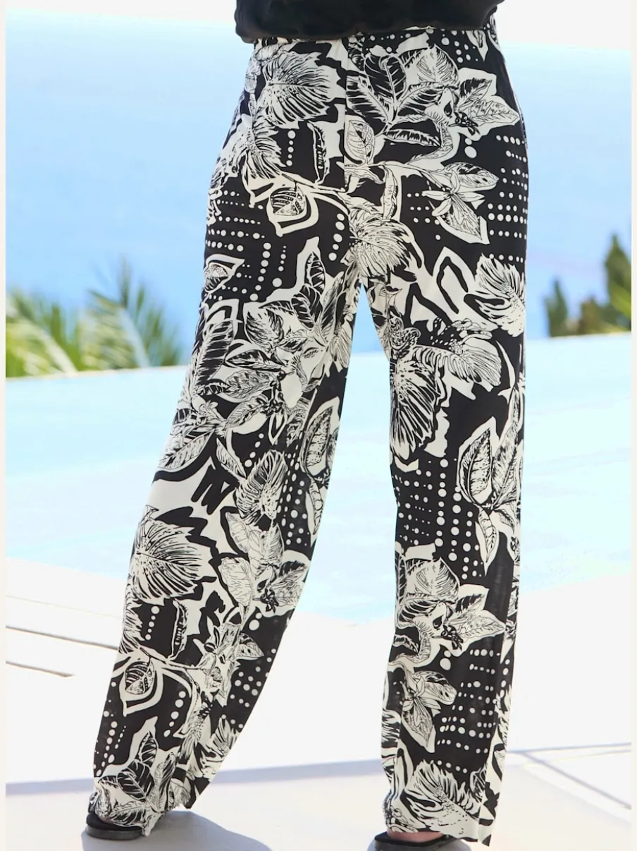 Pantalon large avec poches latérales et imprimé floral
