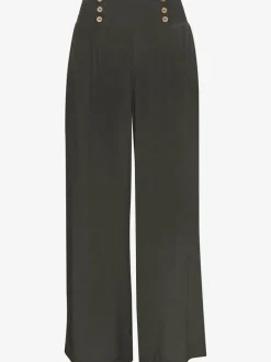 Pantalon large avec poches latérales et détails smockés