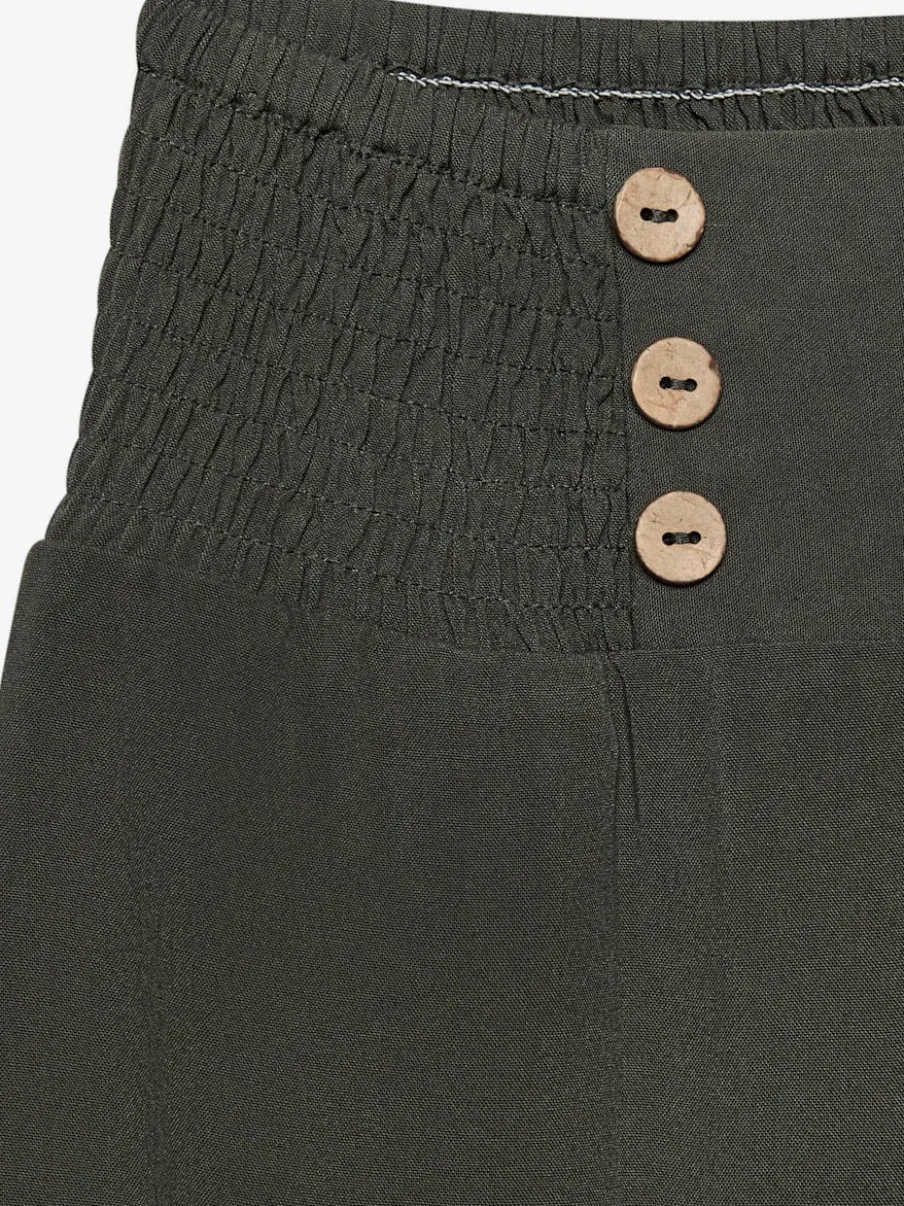 Pantalon large avec poches latérales et détails smockés