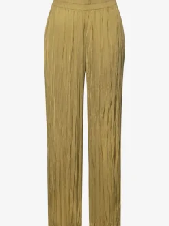 Pantalon à large ceinture élastique avec jambes plissées et poches latérales