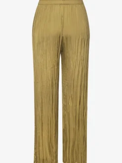 Pantalon à large ceinture élastique avec jambes plissées et poches latérales